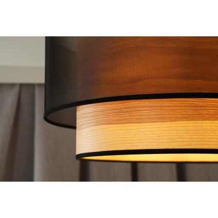 Duolla - Lustr na lanku WOOD BOHO 1xE27/15W/230V pr. 45 cm černá/béžová