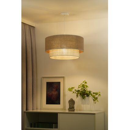 Duolla - Lustr na lanku YUTE BOHO 1xE27/15W/230V pr. 45 cm hnědá/krémová