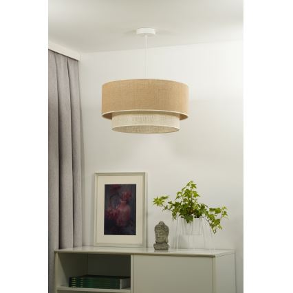 Duolla - Lustr na lanku YUTE BOHO 1xE27/15W/230V pr. 45 cm hnědá/krémová
