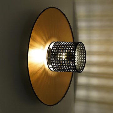 Duolla - Nástěnné svítidlo TOKYO RATTAN 1xE27/15W/230V pr. 50 cm zlatá/černá
