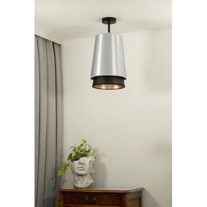 Duolla - Přisazený lustr BELL SHINY 1xE27/15W/230V pr. 25 cm stříbrná/černá
