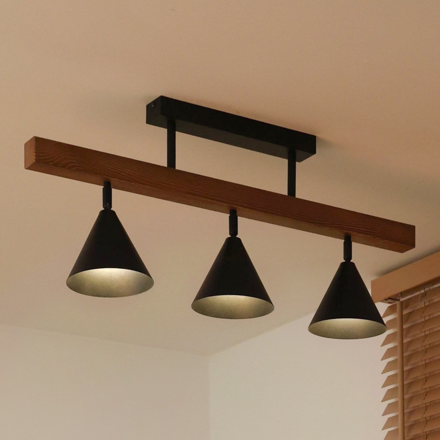 Duolla - Přisazený lustr IRONLINE 3xG9/3W/230V borovice dub/černá