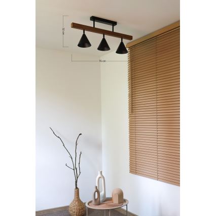 Duolla - Přisazený lustr IRONLINE 3xG9/3W/230V borovice dub/černá