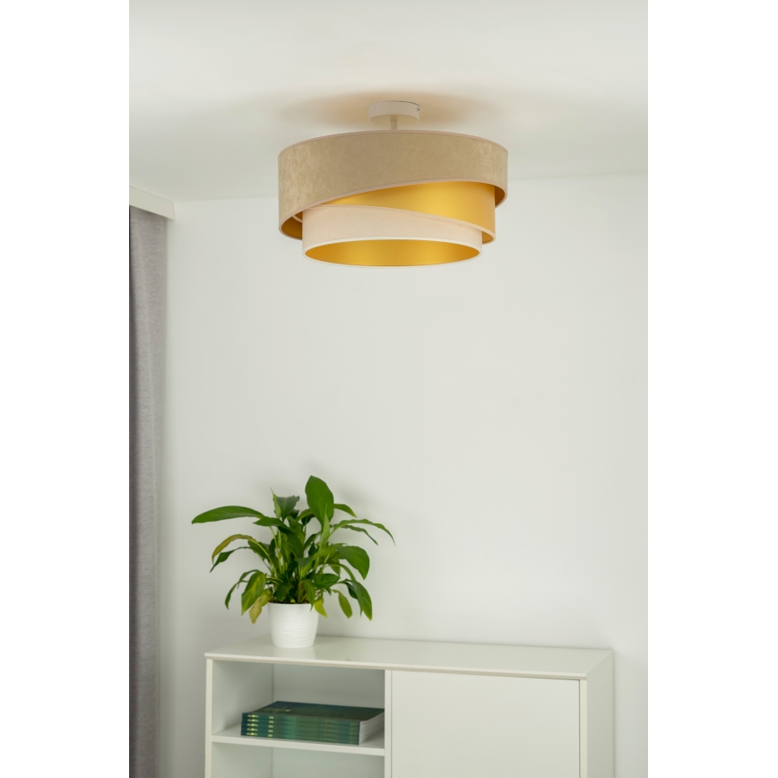 Duolla - Přisazený lustr KOBO 1xE27/15W/230V pr. 45 cm béžová/zlatá/krémová