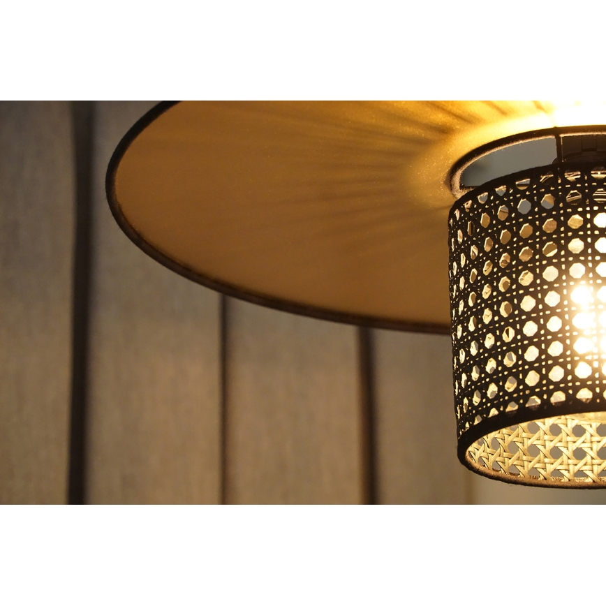 Duolla - Přisazený lustr TOKYO RATTAN 1xE27/15W/230V pr. 50 cm zlatá/černá