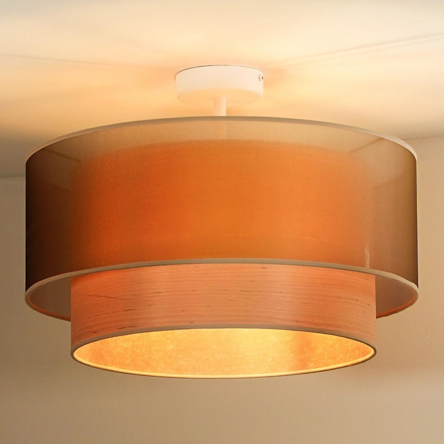 Duolla - Přisazený lustr WOOD BOHO 1xE27/15W/230V pr. 45 cm měděná/béžová