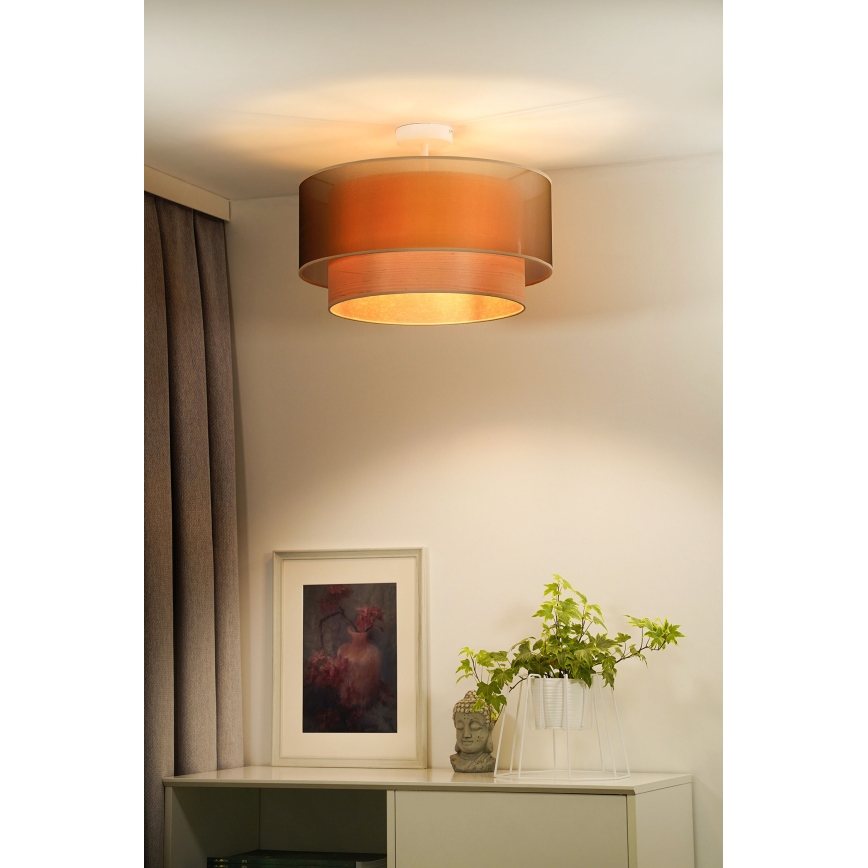 Duolla - Přisazený lustr WOOD BOHO 1xE27/15W/230V pr. 45 cm měděná/béžová