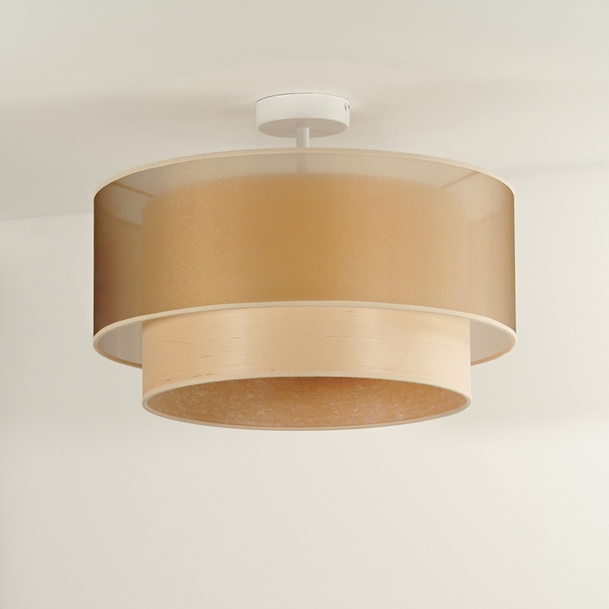 Duolla - Přisazený lustr WOOD BOHO 1xE27/15W/230V pr. 45 cm měděná/béžová