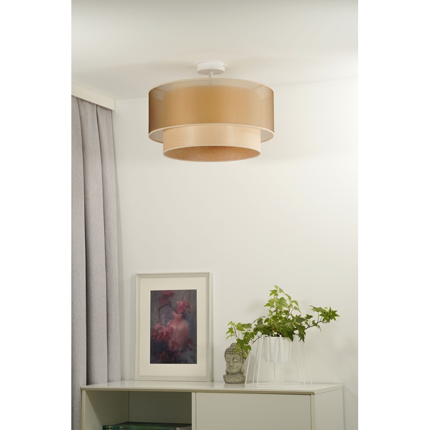 Duolla - Přisazený lustr WOOD BOHO 1xE27/15W/230V pr. 45 cm měděná/béžová