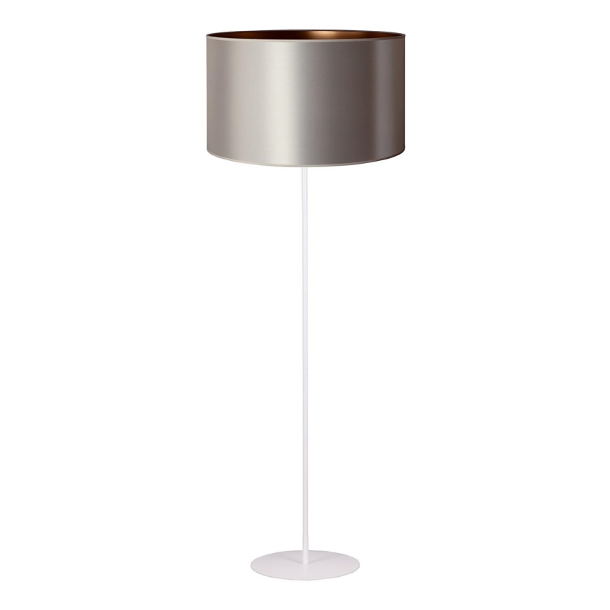 Duolla - Stojací lampa CANNES 1xE27/15W/230V pr. 45 cm stříbrná/měděná/bílá