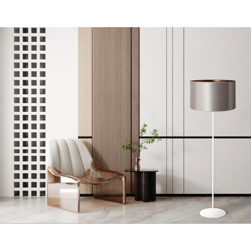 Duolla - Stojací lampa CANNES 1xE27/15W/230V pr. 45 cm stříbrná/měděná/bílá
