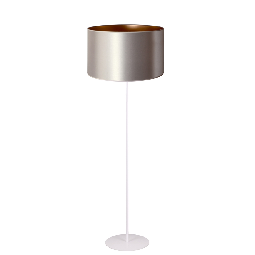 Duolla - Stojací lampa CANNES 1xE27/15W/230V pr. 45 cm stříbrná/měděná/bílá