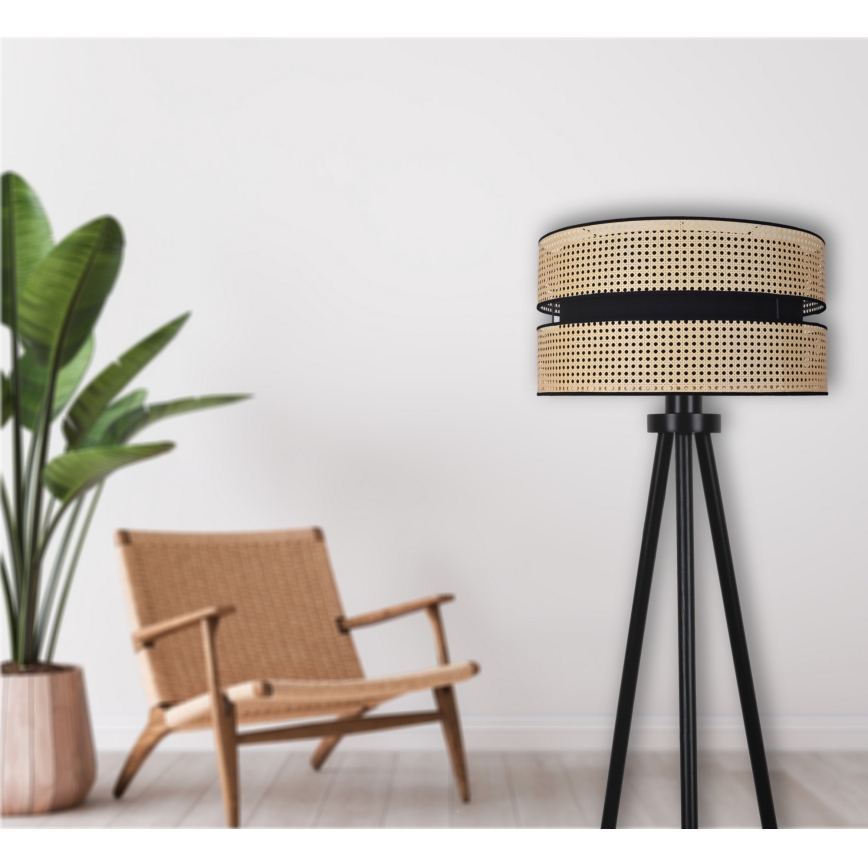 Duolla - Stojací lampa DUO 1xE27/15W/230V pr. 40 cm ratan/černá