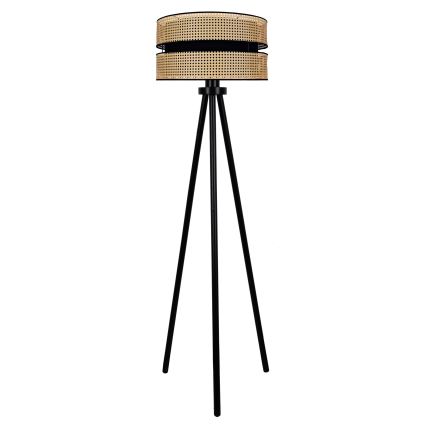 Duolla - Stojací lampa DUO 1xE27/15W/230V pr. 40 cm ratan/černá