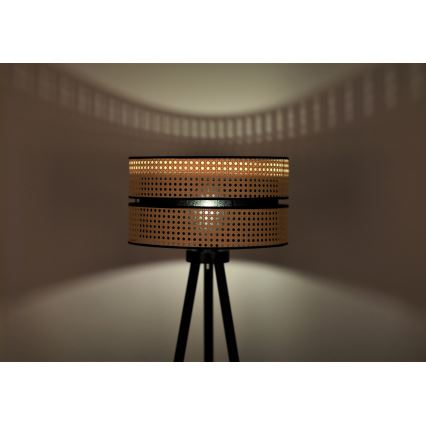Duolla - Stojací lampa DUO 1xE27/15W/230V pr. 40 cm ratan/černá