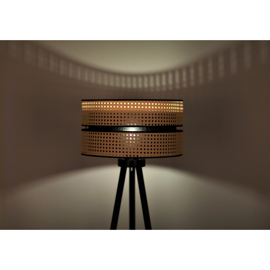 Duolla - Stojací lampa DUO 1xE27/15W/230V pr. 40 cm ratan/černá