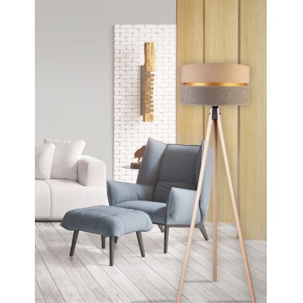 Duolla - Stojací lampa DUO 1xE27/60W/230V pr. 44 cm béžová/šedá/béžová