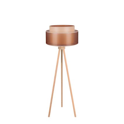 Duolla - Stojací lampa WOOD BOHO 1xE27/15W/230V pr. 45 cm měděná/hnědá/béžová