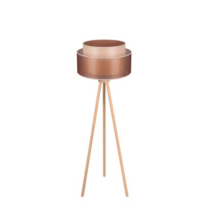 Duolla - Stojací lampa WOOD BOHO 1xE27/15W/230V pr. 45 cm měděná/hnědá/béžová