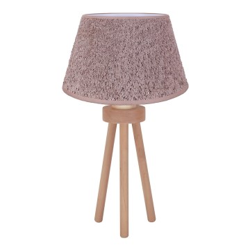 Duolla - Stolní lampa BOUCLE 1xE27/15W/230V pr. 28 cm hnědá/dřevo