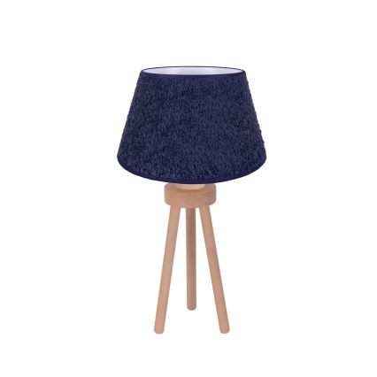 Duolla - Stolní lampa BOUCLE 1xE27/15W/230V pr. 28 cm modrá/dřevo
