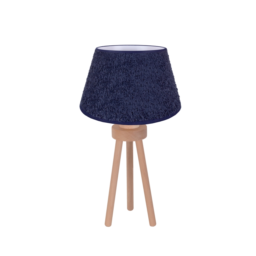 Duolla - Stolní lampa BOUCLE 1xE27/15W/230V pr. 28 cm modrá/dřevo
