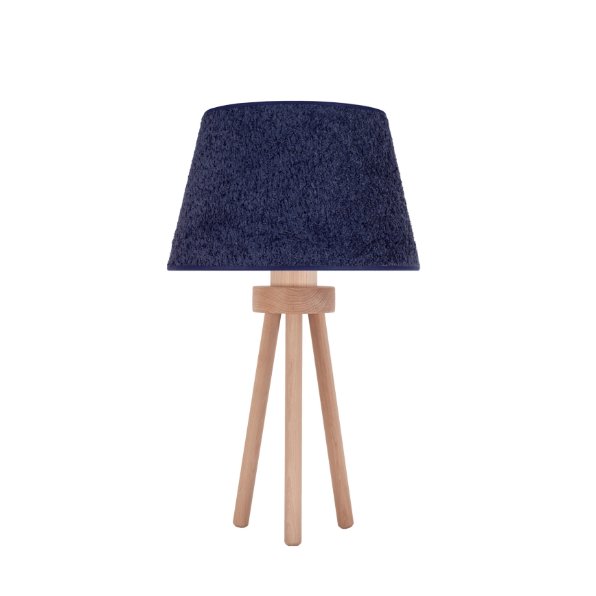 Duolla - Stolní lampa BOUCLE 1xE27/15W/230V pr. 28 cm modrá/dřevo