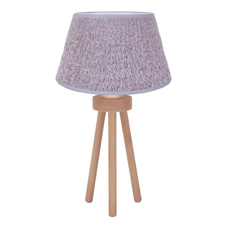 Duolla - Stolní lampa BOUCLE 1xE27/15W/230V pr. 28 cm šedá/dřevo