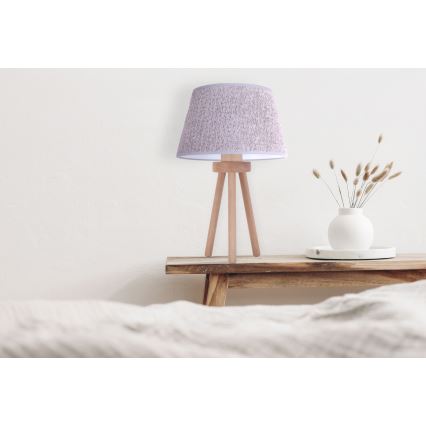 Duolla - Stolní lampa BOUCLE 1xE27/15W/230V pr. 28 cm šedá/dřevo