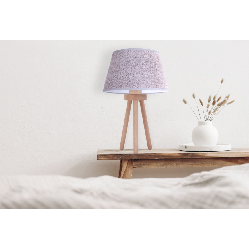 Duolla - Stolní lampa BOUCLE 1xE27/15W/230V pr. 28 cm šedá/dřevo