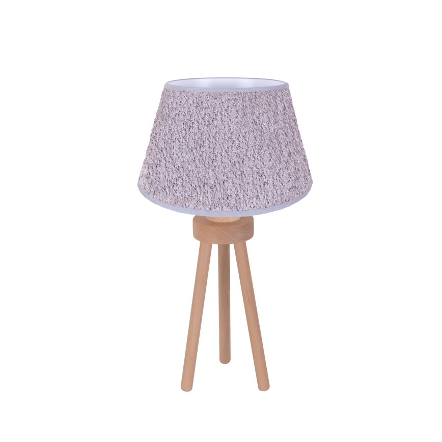 Duolla - Stolní lampa BOUCLE 1xE27/15W/230V pr. 28 cm šedá/dřevo