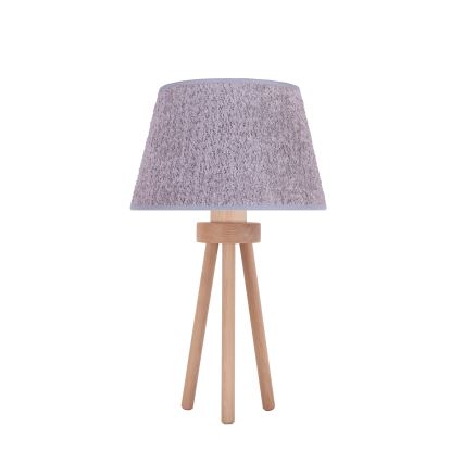 Duolla - Stolní lampa BOUCLE 1xE27/15W/230V pr. 28 cm šedá/dřevo