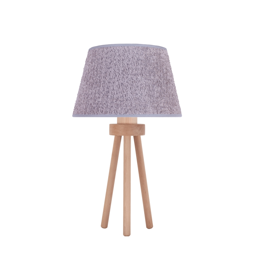 Duolla - Stolní lampa BOUCLE 1xE27/15W/230V pr. 28 cm šedá/dřevo