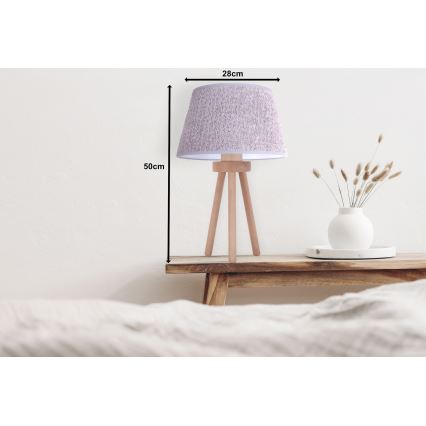 Duolla - Stolní lampa BOUCLE 1xE27/15W/230V pr. 28 cm šedá/dřevo