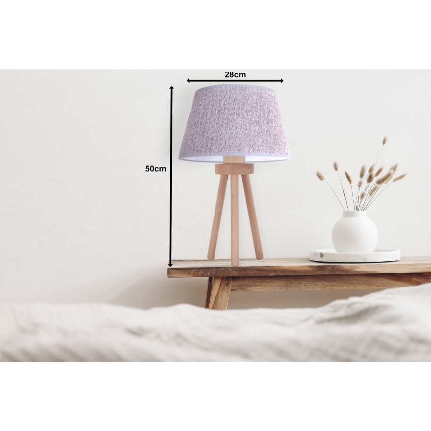 Duolla - Stolní lampa BOUCLE 1xE27/15W/230V pr. 28 cm šedá/dřevo