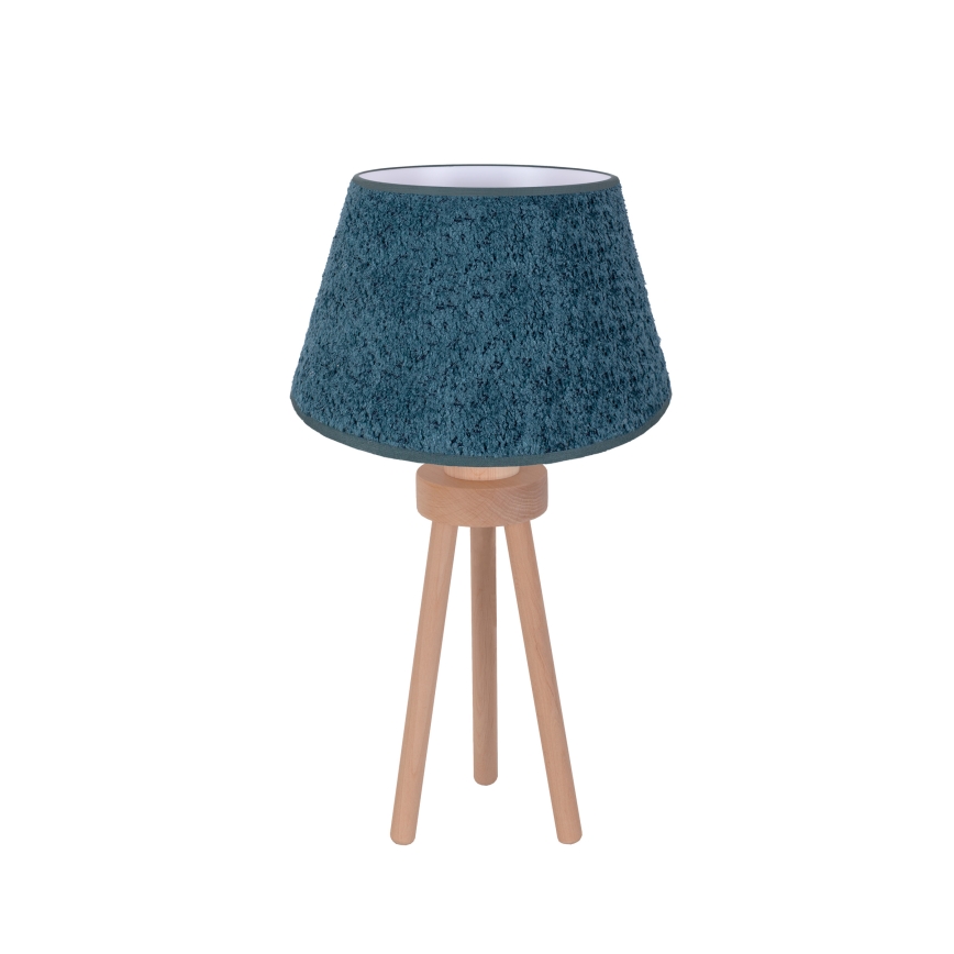 Duolla - Stolní lampa BOUCLE 1xE27/15W/230V pr. 28 cm tyrkysová/dřevo