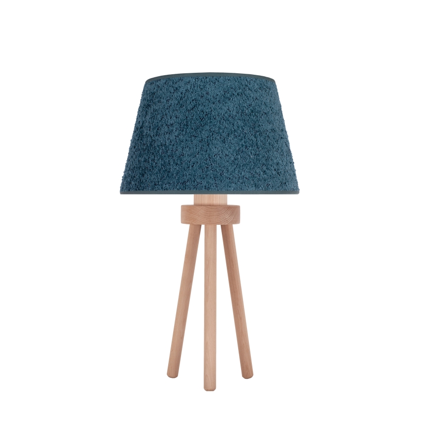 Duolla - Stolní lampa BOUCLE 1xE27/15W/230V pr. 28 cm tyrkysová/dřevo