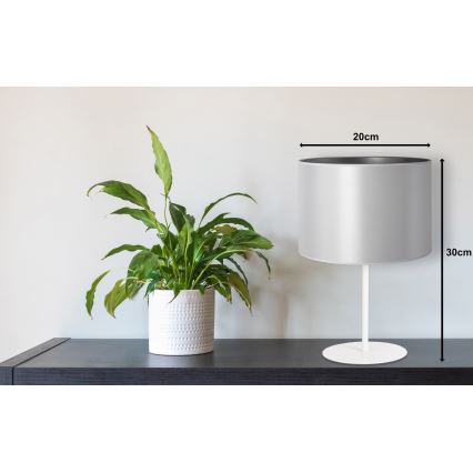 Duolla - Stolní lampa CANNES 1xE14/15W/230V pr. 20 cm stříbrná/bílá