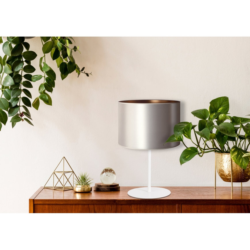 Duolla - Stolní lampa CANNES 1xE14/15W/230V pr. 20 cm stříbrná/měděná/bílá