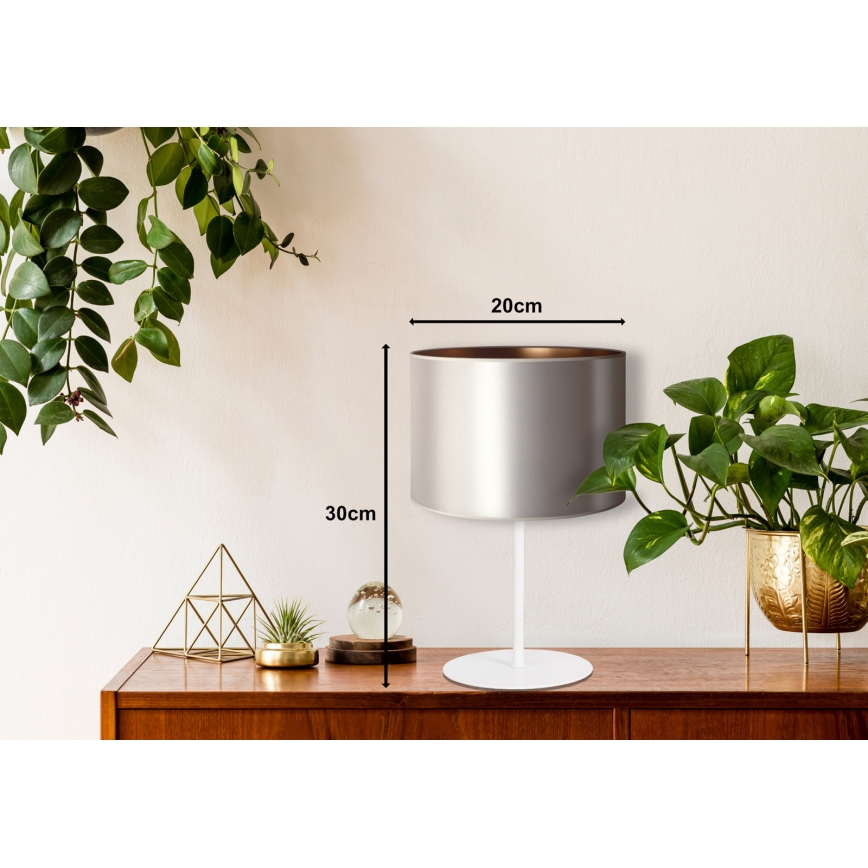 Duolla - Stolní lampa CANNES 1xE14/15W/230V pr. 20 cm stříbrná/měděná/bílá