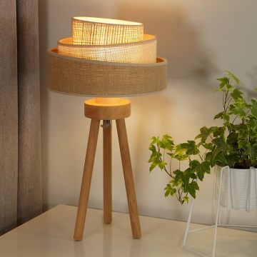 Duolla - Stolní lampa YUTE TRIO 1xE27/15W/230V pr. 25 cm hnědá/šedá/béžová