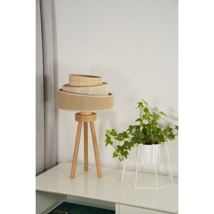 Duolla - Stolní lampa YUTE TRIO 1xE27/15W/230V pr. 25 cm hnědá/šedá/béžová