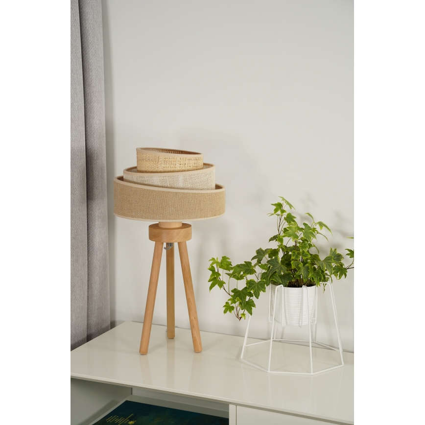 Duolla - Stolní lampa YUTE TRIO 1xE27/15W/230V pr. 25 cm hnědá/šedá/béžová