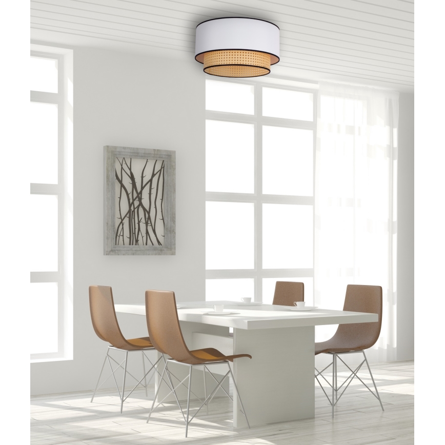 Duolla - Stropní svítidlo BOHO 1xE27/15W/230V pr. 45 cm bílá/ratan
