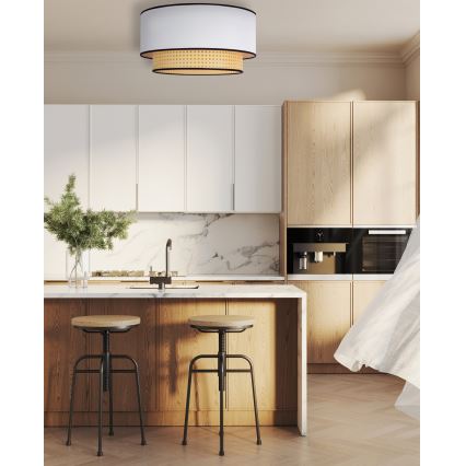 Duolla - Stropní svítidlo BOHO 1xE27/15W/230V pr. 45 cm bílá/ratan