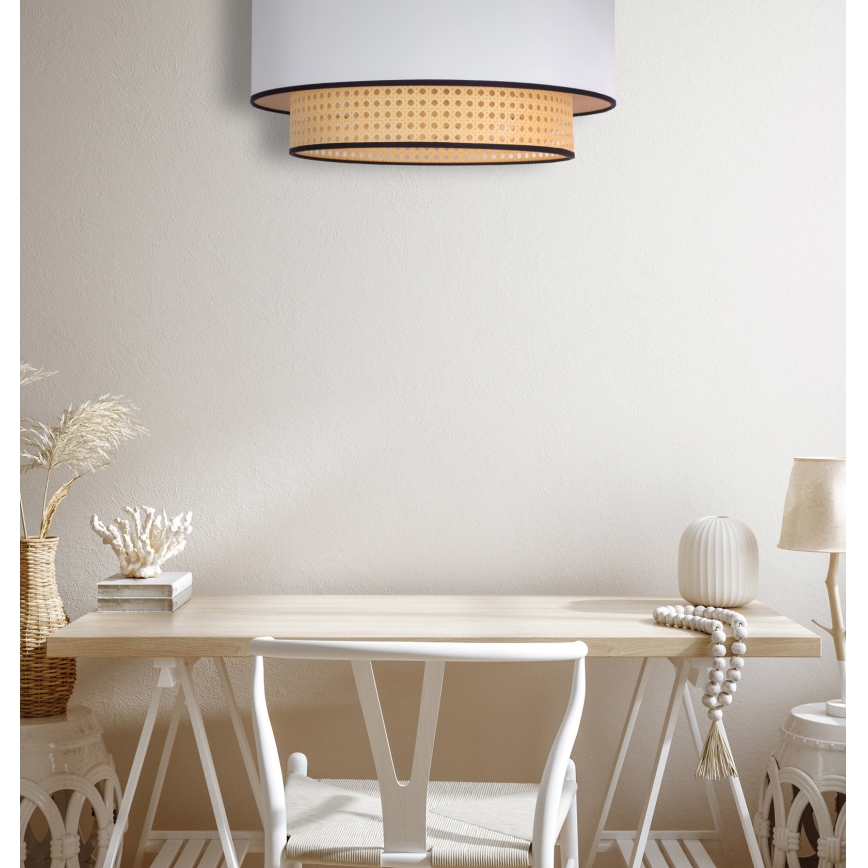 Duolla - Stropní svítidlo BOHO 1xE27/15W/230V pr. 45 cm bílá/ratan