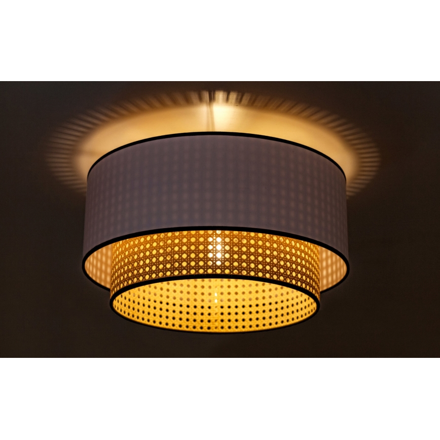 Duolla - Stropní svítidlo BOHO 1xE27/15W/230V pr. 45 cm bílá/ratan
