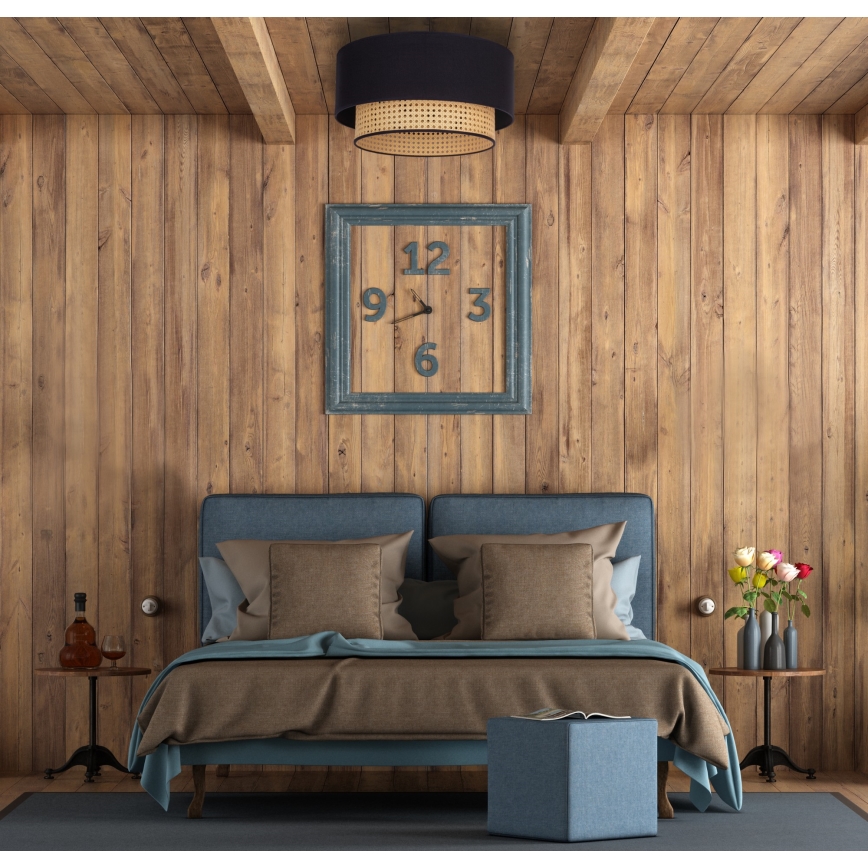 Duolla - Stropní svítidlo BOHO 1xE27/15W/230V pr. 45 cm černá/ratan
