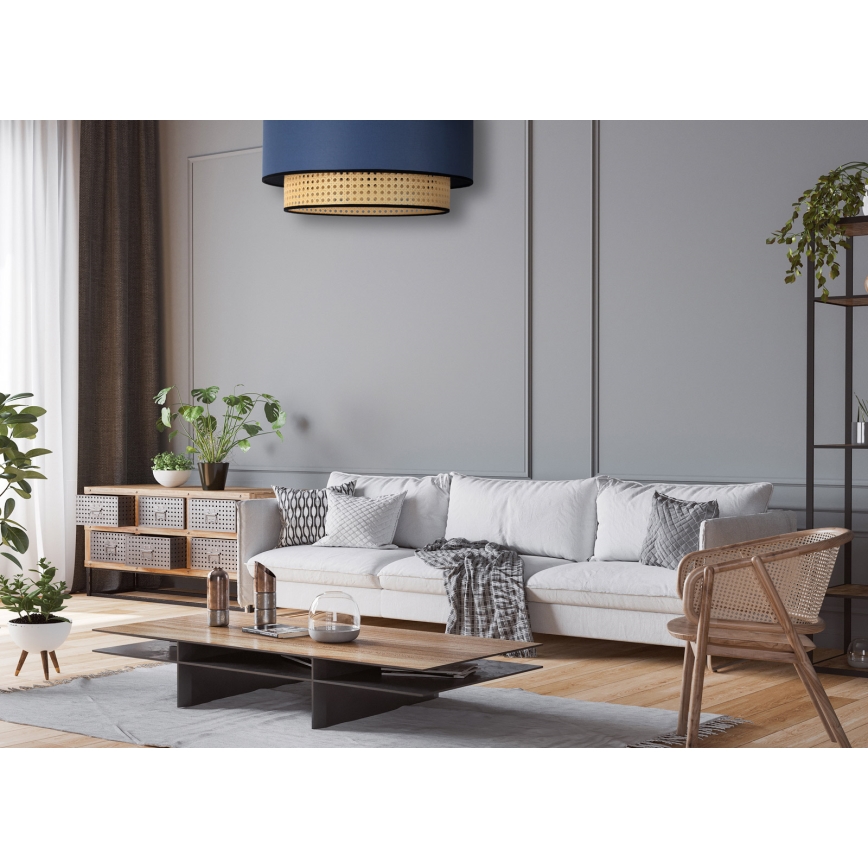 Duolla - Stropní svítidlo BOHO 1xE27/15W/230V pr. 45 cm modrá/ratan