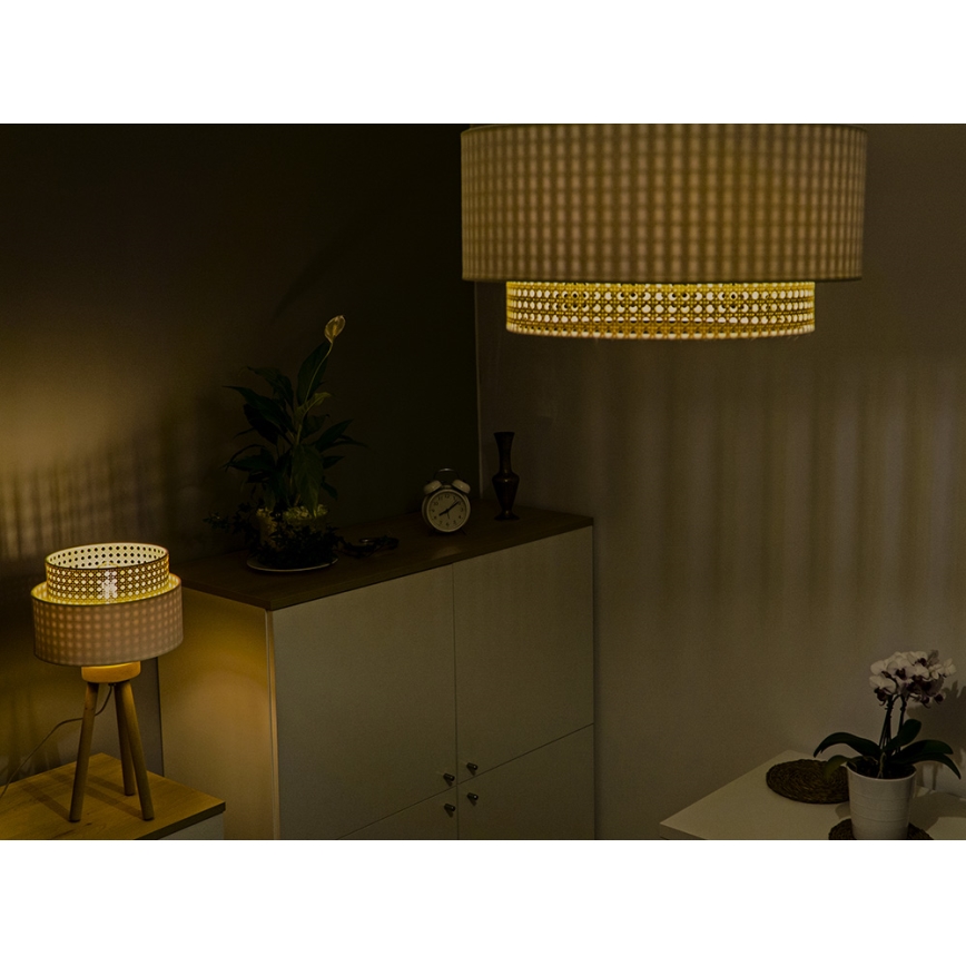 Duolla - Stropní svítidlo BOHO 3xE27/15W/230V pr. 60 cm krémová/ratan